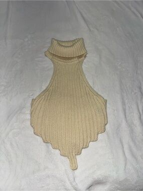 SHEIN Cream Ribbed Knit Turtleneck Dickey